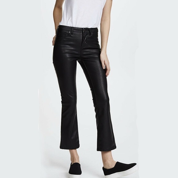 faux leather cropped flare pants